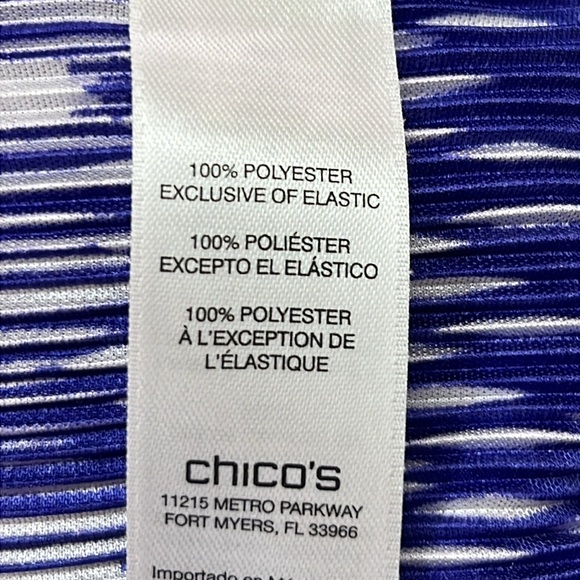 Chico’s Women’s IKAT Pleated Maxi Dress Size 2 (US 12) Blue & White Like New - Picture 8 of 11